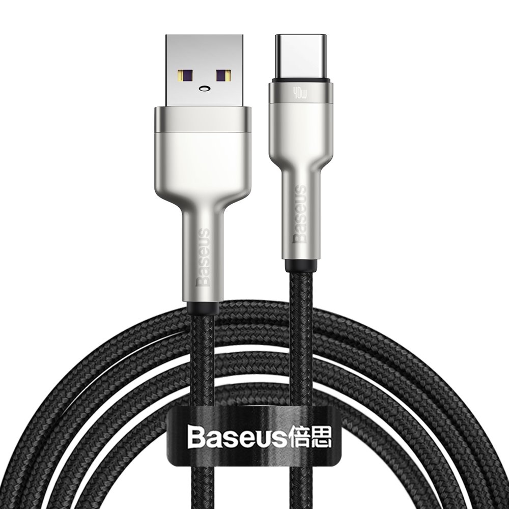 Baseus Cafule Metal nylon harisnyázott USB/ USB Type-C (10V / 4A) SCP kábel 40W 2m fehér (CATJK-B01)