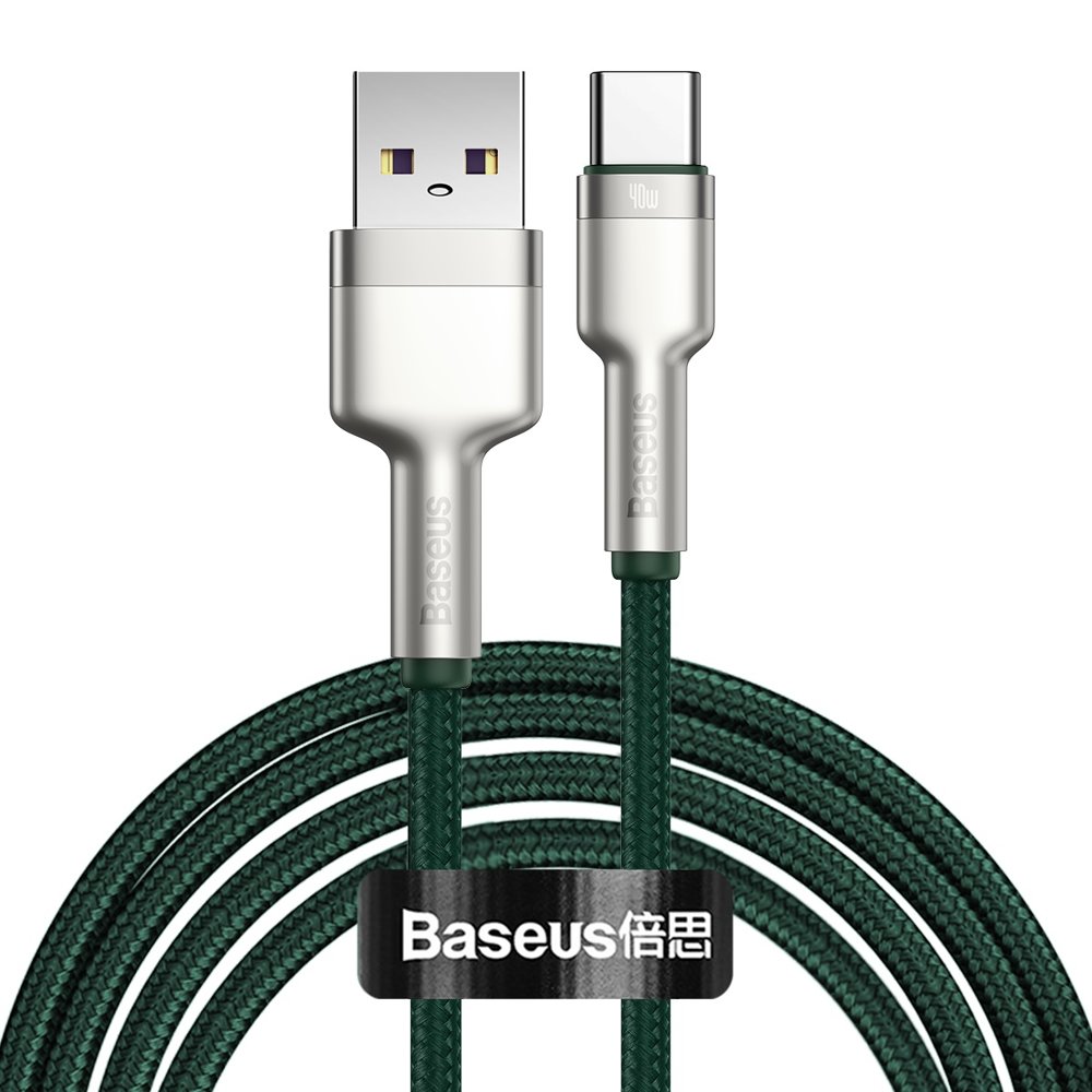 Baseus Cafule Metal nylon harisnyázott USB/ USB Type-C (10V / 4A) SCP kábel 40W 2m zöld (CATJK-B06)