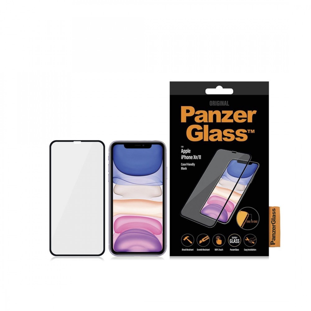 PANZERGLASS E2E MicroFracture Antibakteriális tokbarát üvegfólia iPhone XR/11 fekete