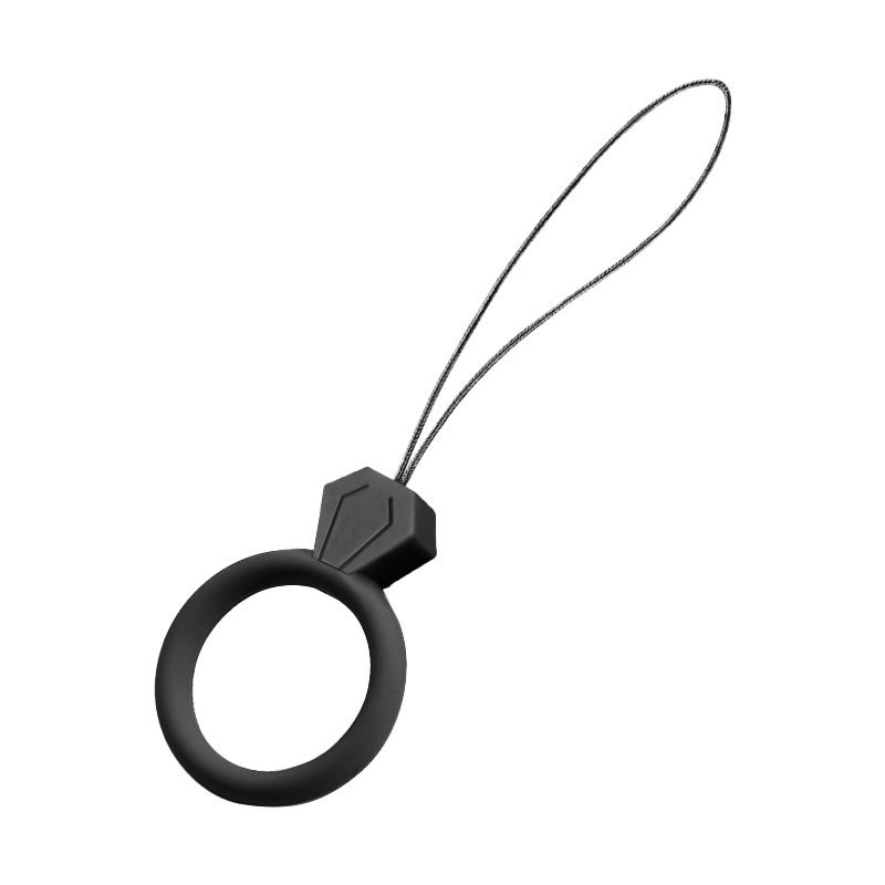 Szilikon telefon függelék kiegészítő gyémánt gyűrű mintájú fekete