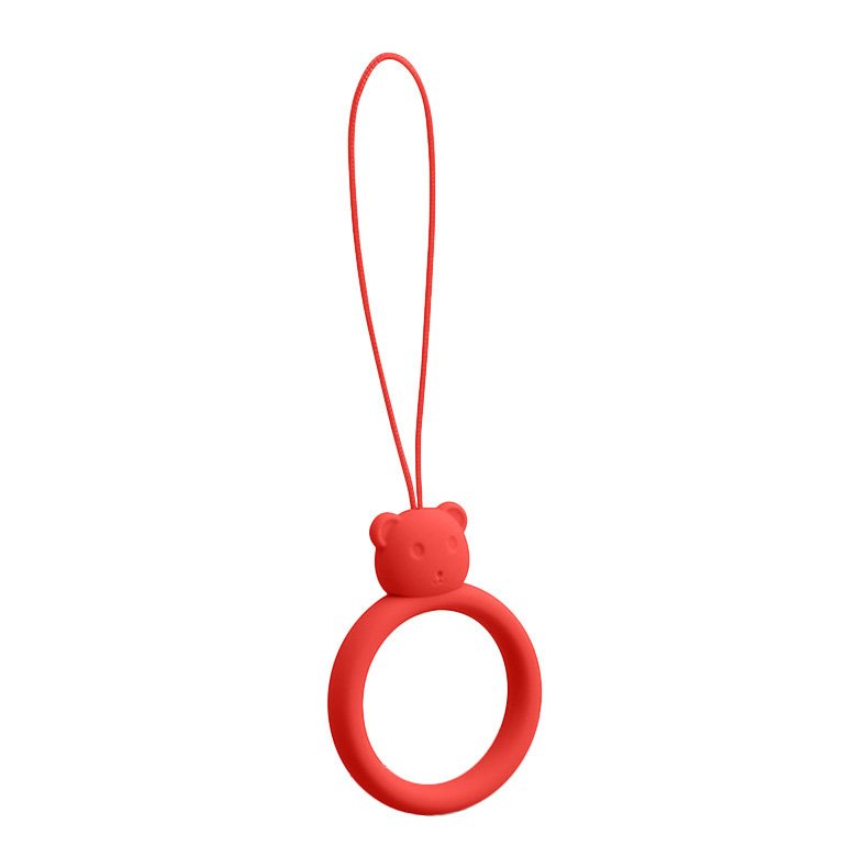 Szilikon telefon függelék kiegészítő gyűrű maci mintájú piros