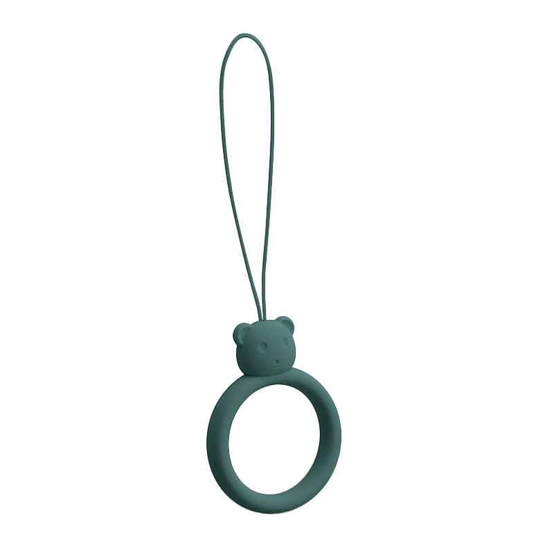 Szilikon telefon függelék kiegészítő gyűrű maci mintájú sötétzöld