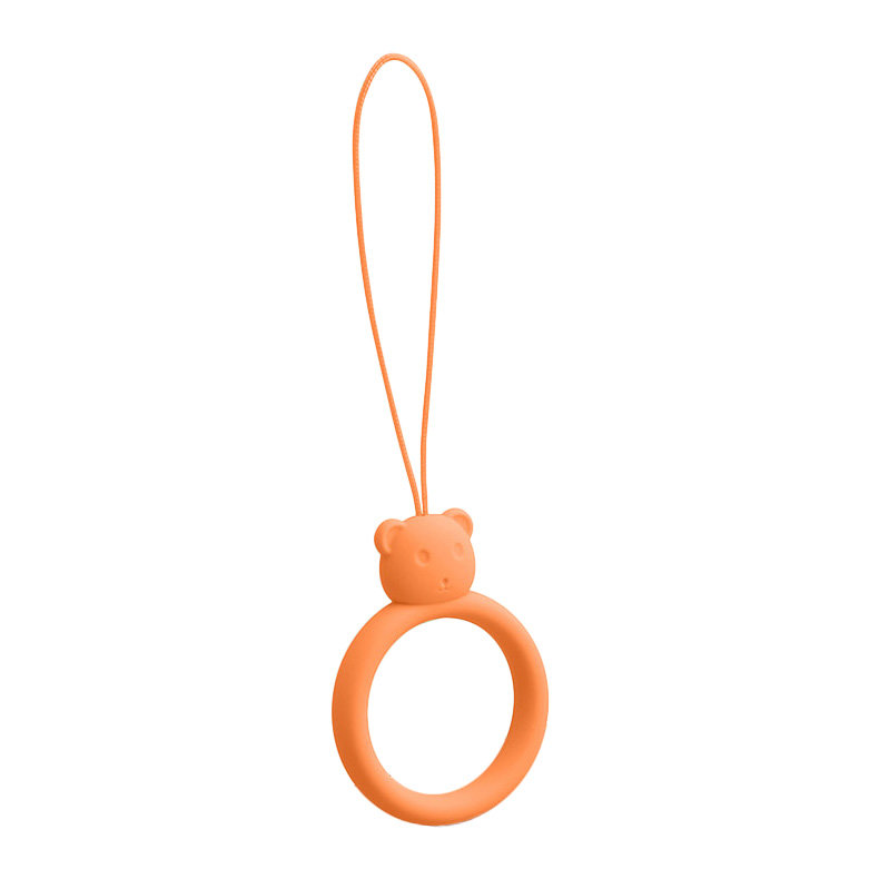 Szilikon telefon függelék kiegészítő gyűrű maci mintájú narancssárga