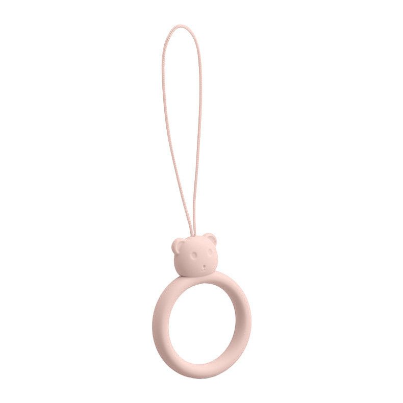 Szilikon telefon függelék kiegészítő gyűrű maci mintájú rózsaszín