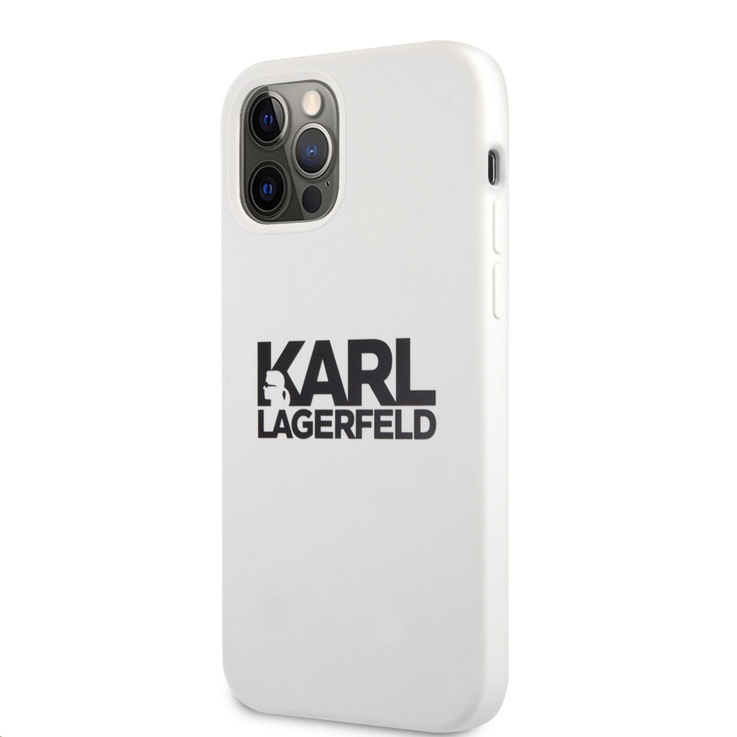 iPhone 12/12 Pro Karl Lagerfeld KLHCP12MSLKLWH Szilikon tok Stack Logo fehér