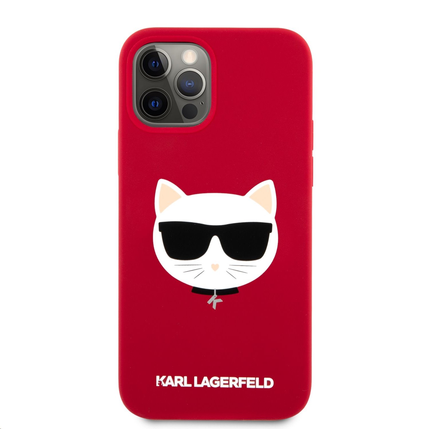 iPhone 12 / iPhone 12 Pro Karl Lagerfeld KLHCP12MSLCHRE Choupette Head szilikon tok piros