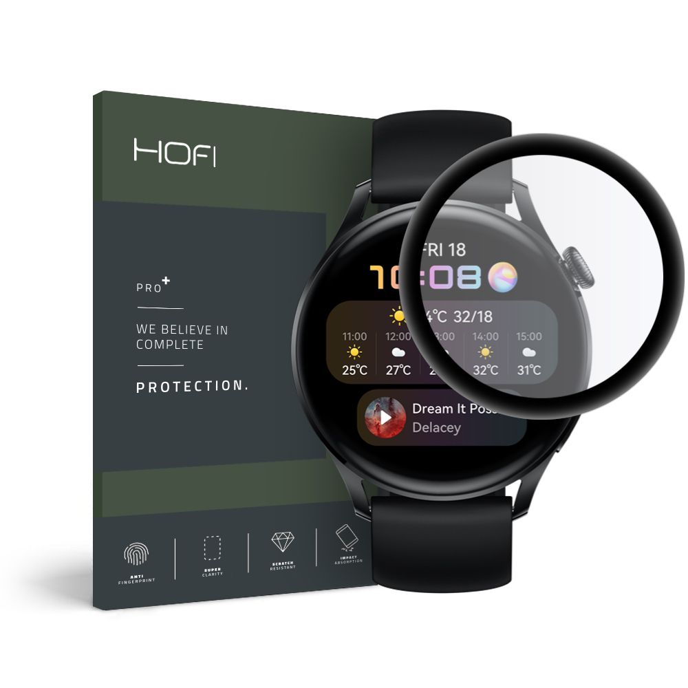 Huawei Watch 3 46mm Hofi Glass Hybrid temperált üvegfólia fekete