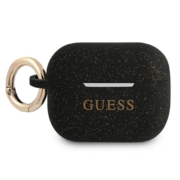 Guess GUAPSGGEK Silicone Glitter AirPods Pro 1/2 tok fekete