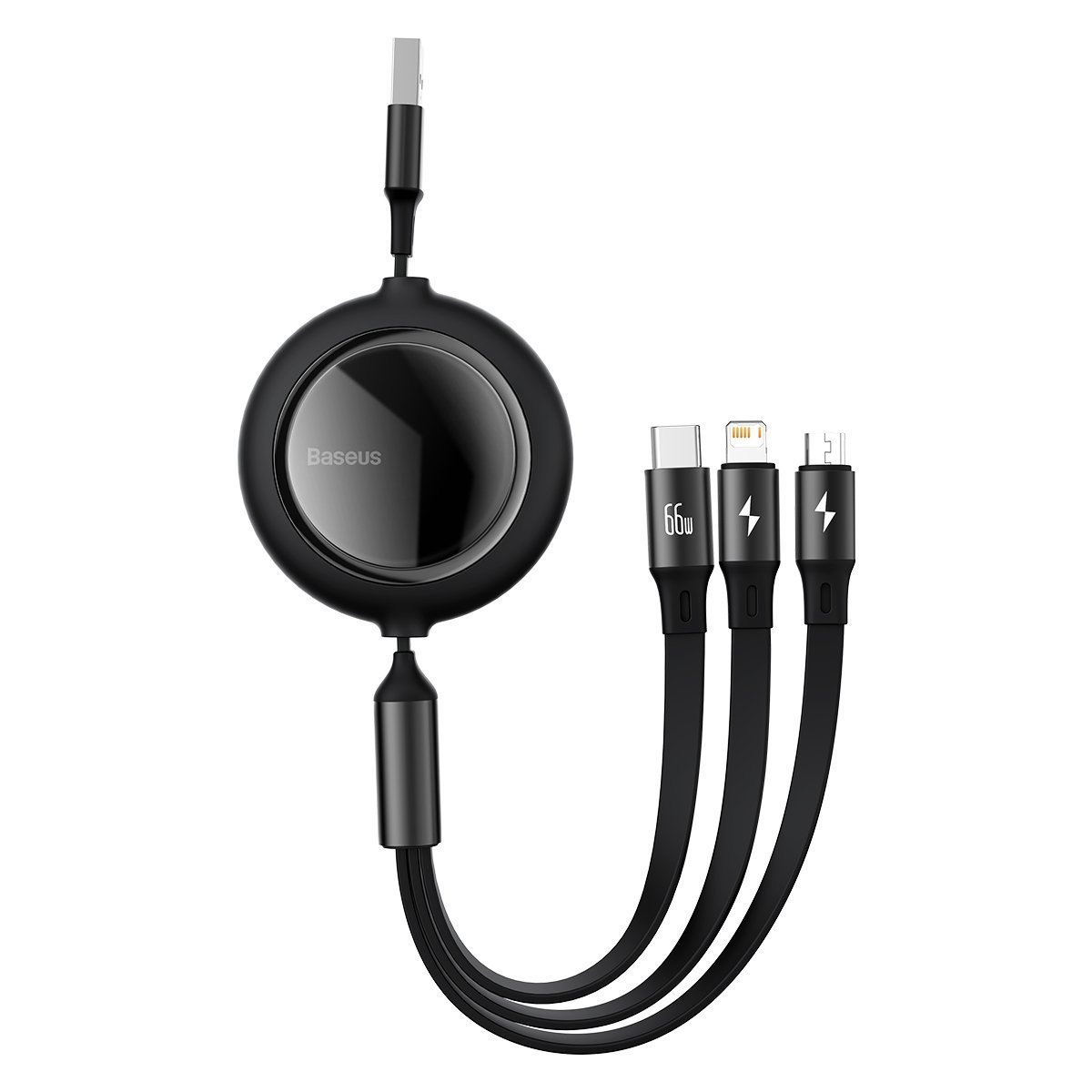 Baseus Bright Mirror 3in1 USB kábel szett - micro USB / Lightning / USB-C 66W 1.2m fekete (CAMLC-MJ01)