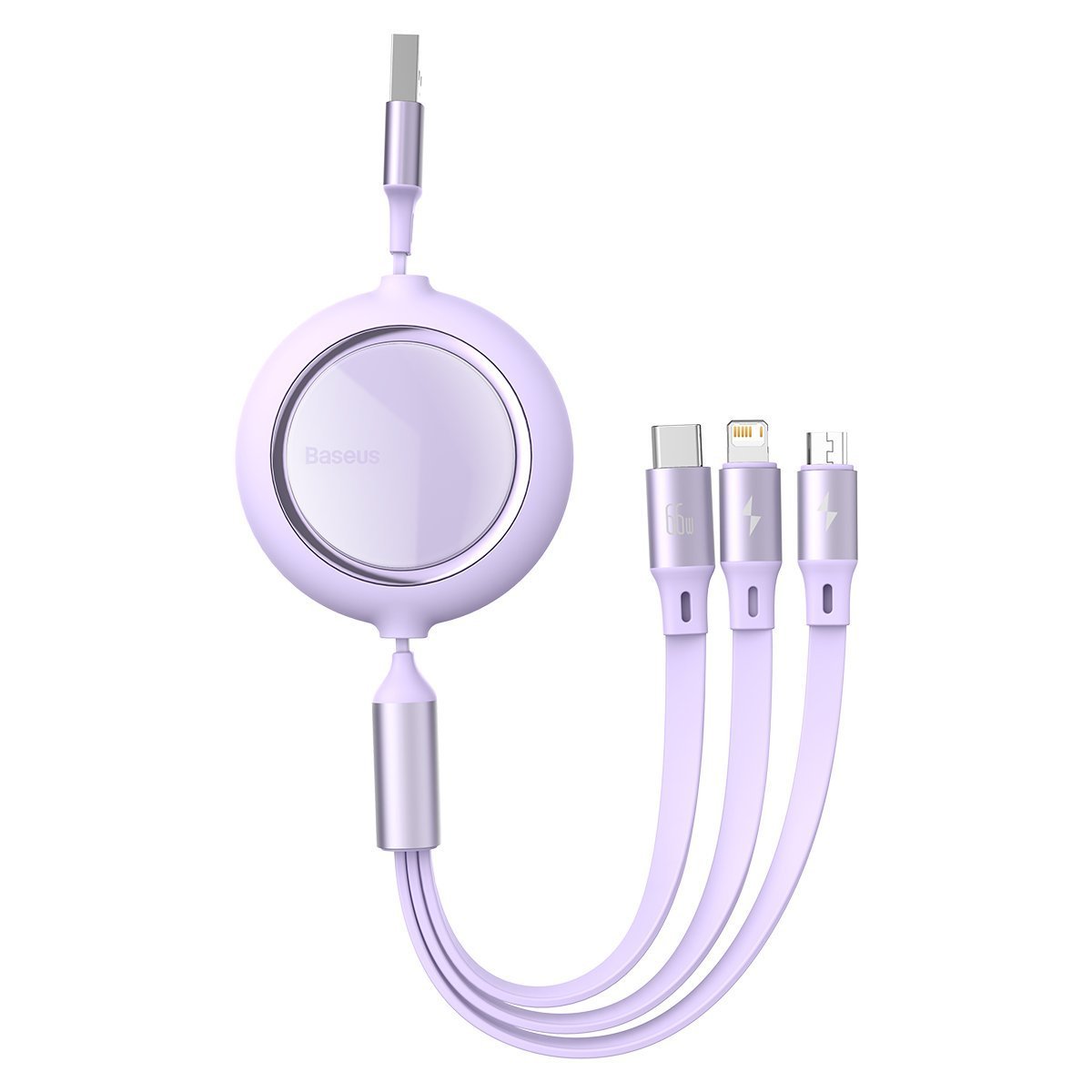 Baseus Bright Mirror 3in1 USB kábel szett - micro USB / Lightning / USB-C 66W 1.2m lila (CAMLC-MJ05)