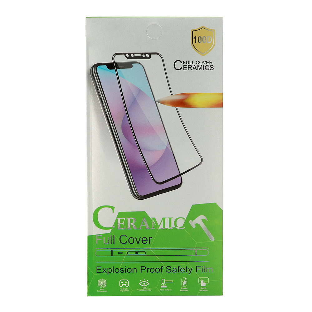 iPhone 14 Pro Max/15 Plus Hard Full Glue kijelzővédő üvegfólia kerámiával fekete