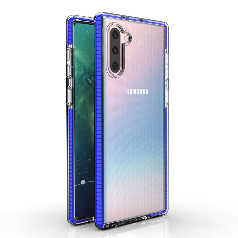 SMD Samsung Galaxy Note 10 Hybrid N10-007 áttetsző tok kék kerettel