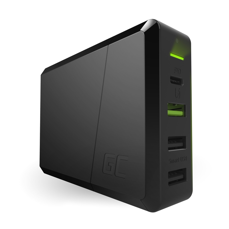 Green Cell Power Source 75W 4 portos USB-C PD töltő ultrabook töltéssel és Ultra Charge technológiával CHARGC01