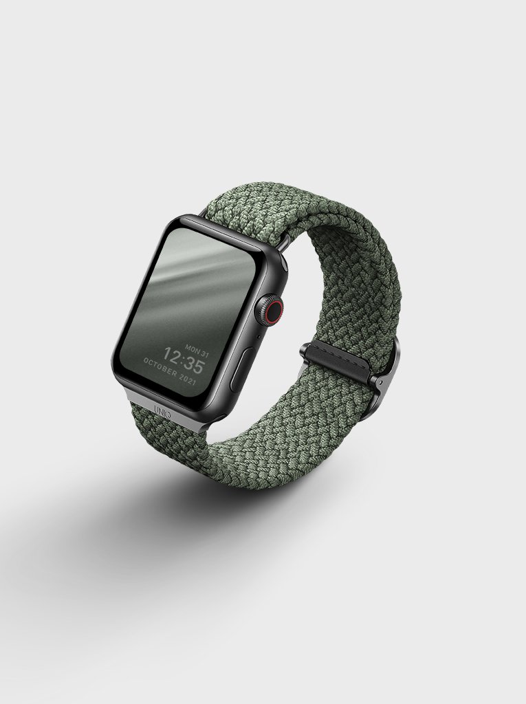 Apple Watch 42/44/45 mm Uniq Aspen fonott szíj zöld