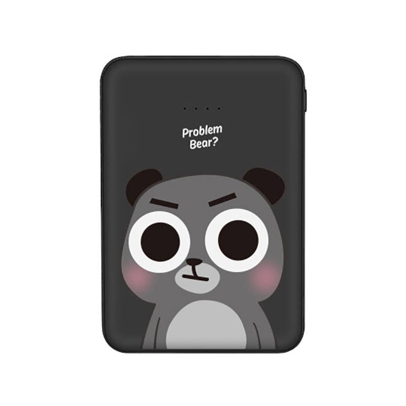Kivee Powerbank 5000mAh USB + Micro USB Bear, fekete