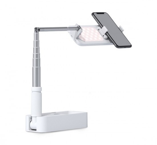 4smarts LoomiPod asztali állvány fehér LED fény és Selfie-tripod, bluetooth távírányítással, fehér