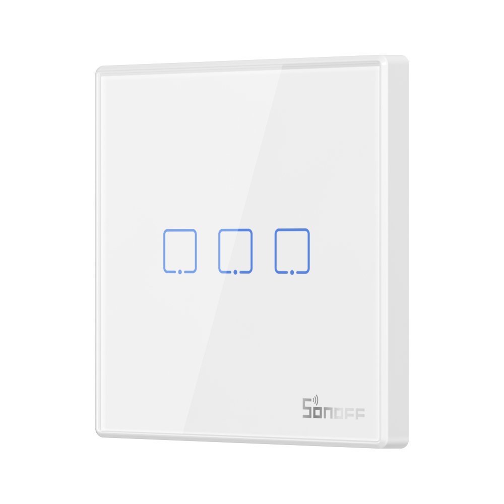 Sonoff T2EU3C-RF Három csatornás érintős villanykapcsoló Wi-Fi 433MHz Vezeték nélküli RF távirányító fehér (M0802030011)