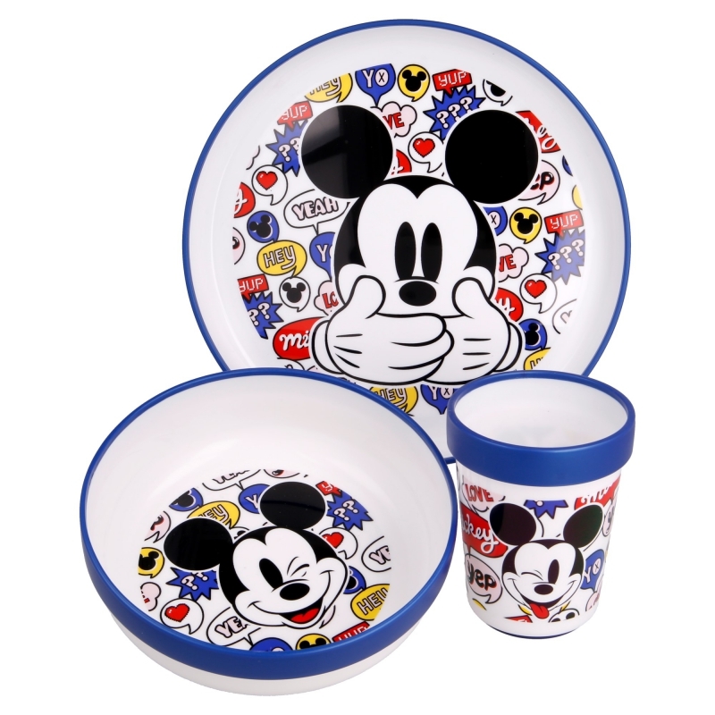 Mickey egér csúszásmentes edénykészlet (tányér, tál, bögre 260 ml)