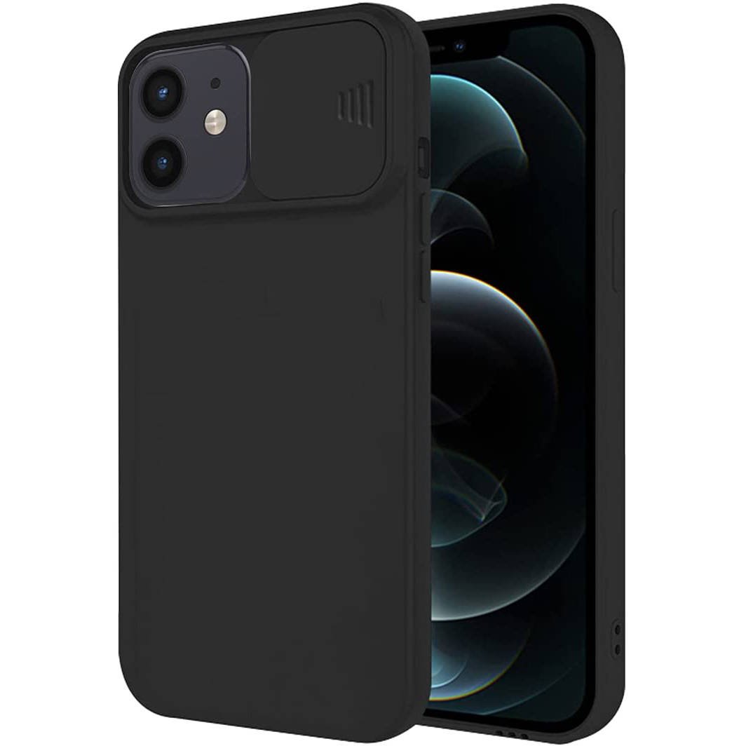 iPhone 12 Nexeri Szilikon tok kameralencse védővel fekete