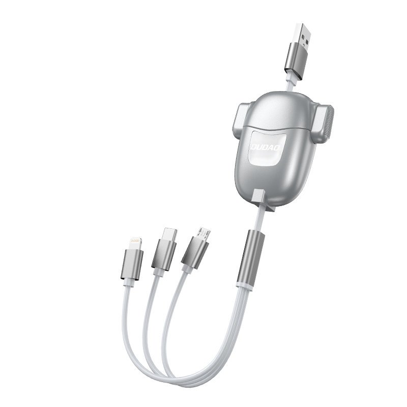 Dudao 3in1 USB kábel - micro USB / Lightning / USB Type-C 3A 25cm - 110 cm szürke (L8Pro)