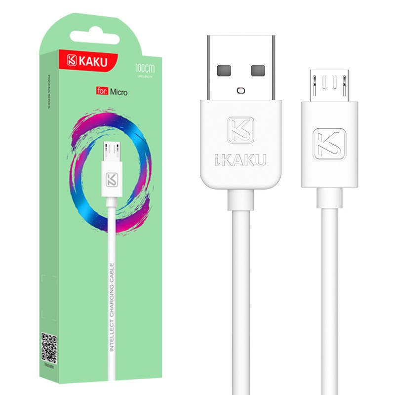 KAKU USB - Micro USB kábel 2.4A 1m fehér (KSC-285)