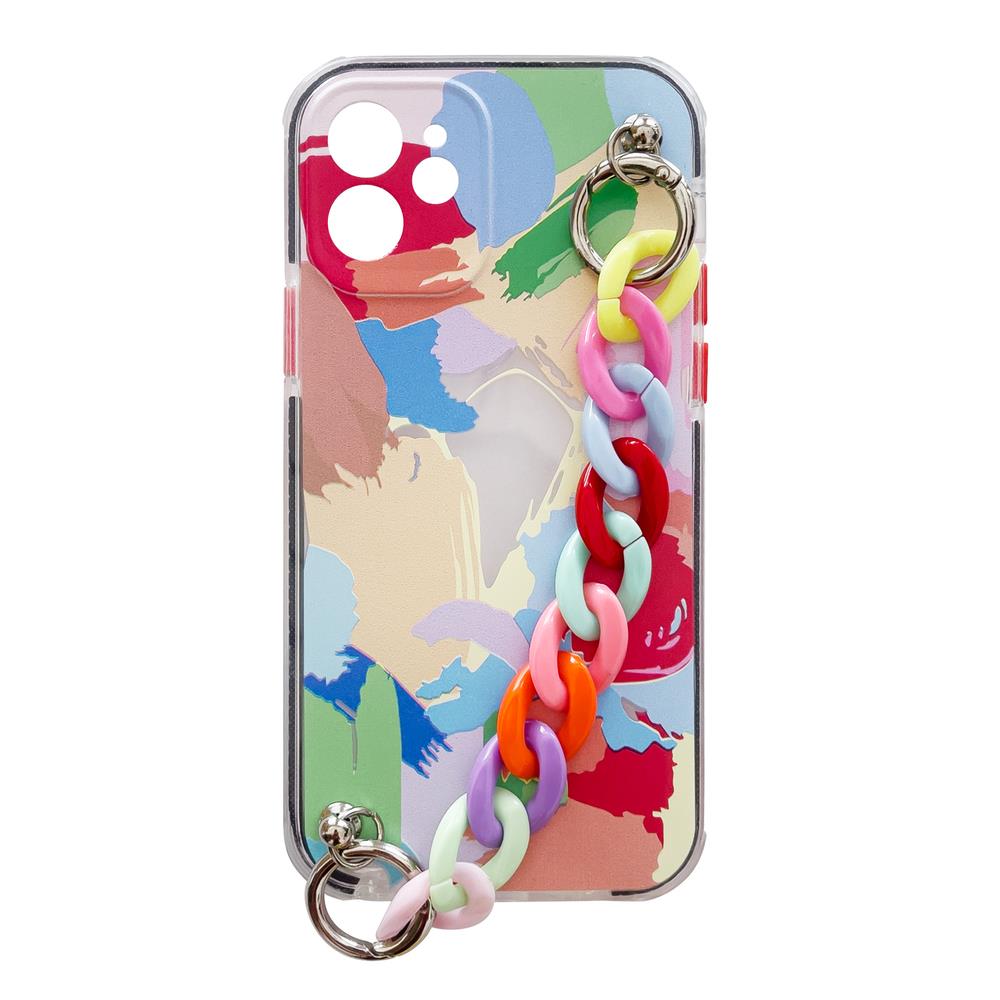 iPhone 12 Pro Color Chain rugalmas géltok láncos függővel színes (multicolour 4)