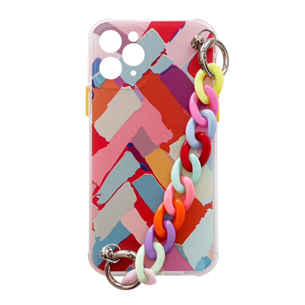 iPhone 12 Pro Color Chain rugalmas géltok láncos függővel színes (multicolour 3)