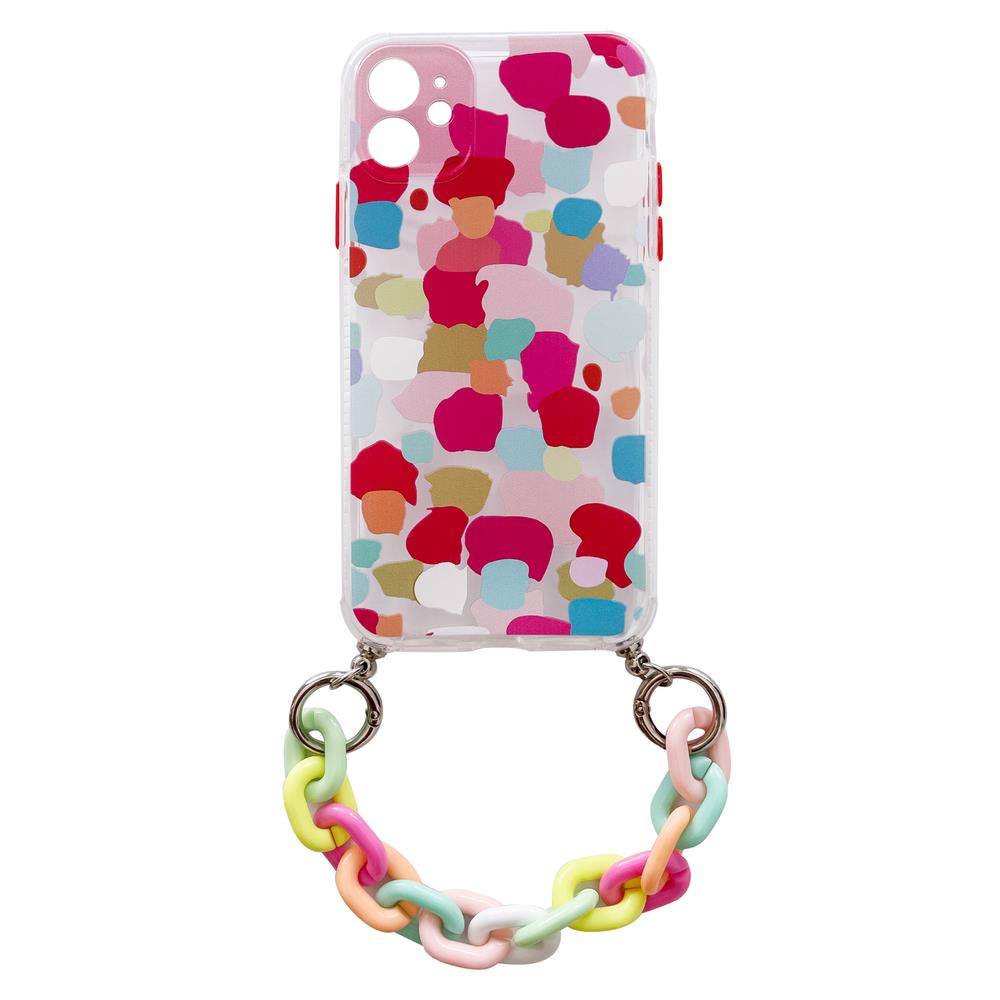 iPhone 12 Pro Color Chain rugalmas géltok láncos függővel színes (multicolour 2)