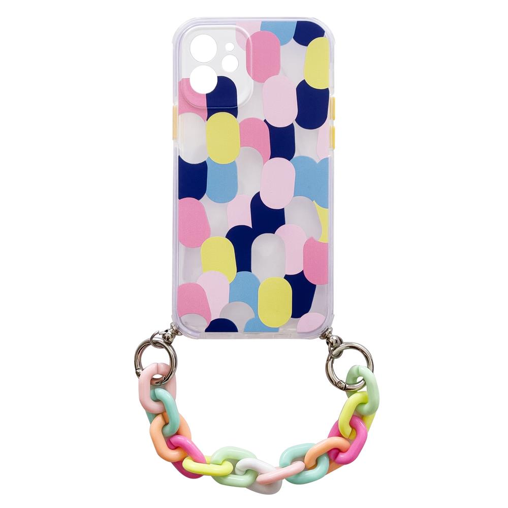 iPhone 12 Pro Color Chain rugalmas géltok láncos függővel színes (multicolour 1)