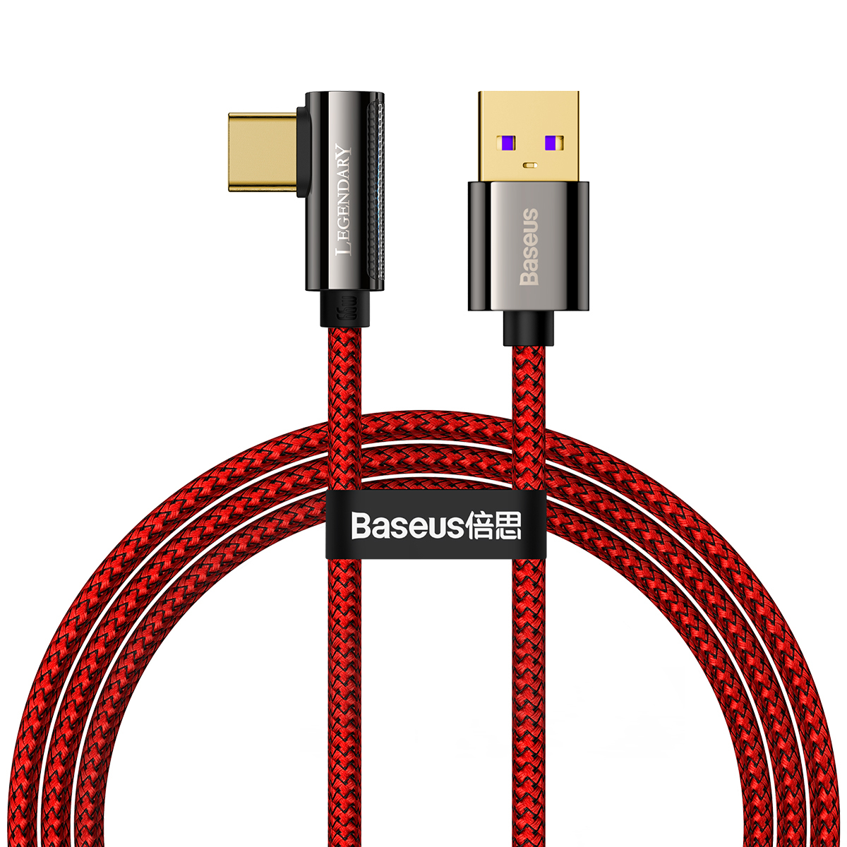 Baseus Legend 90 fokban döntött USB - USB Type-C kábel QC3.0 66W 1m piros (CACS000409)