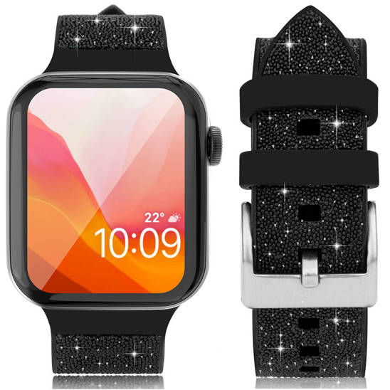 Apple Watch (38/40/41 mm) Kingxbar Crystal Fabric óraszíj fekete