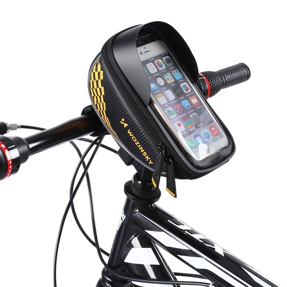 Wozinsky kerékpártáska kormányra érintőképernyős telefontartóval fekete