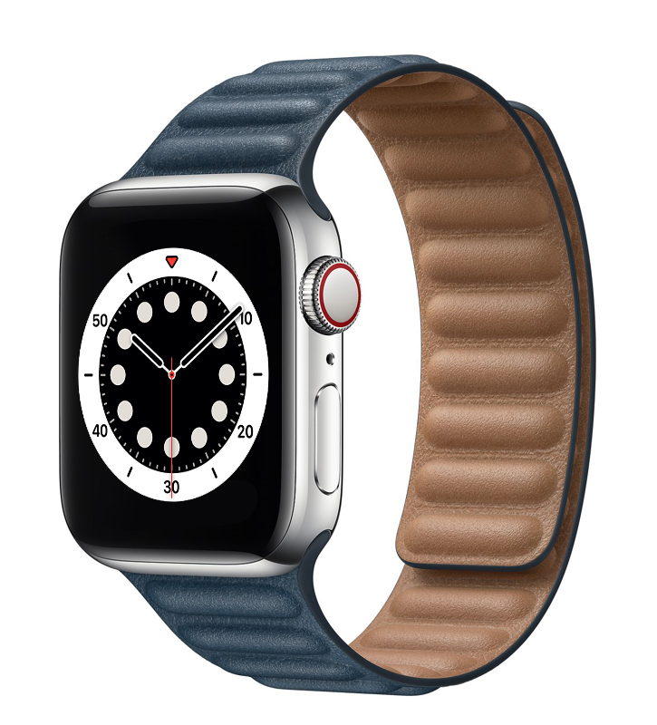 Apple Watch 3/4/5/6/7/8/SE 38/40/41mm sötétkék Loop Leather bőr óraszíj mágneses