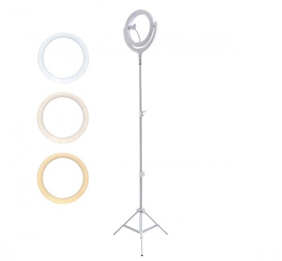 4smarts Ring Light Loomipod Álló Fehér LED Körfény És Selfie-tripod, Fehér