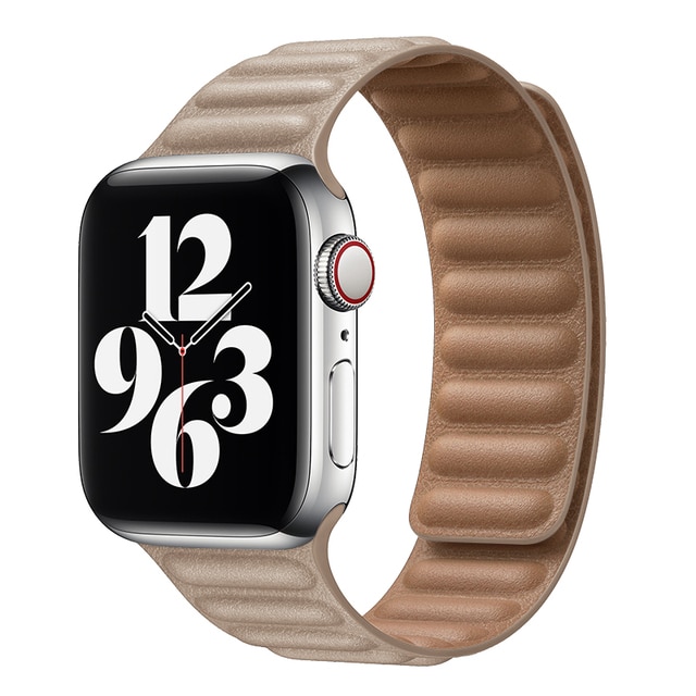 Apple Watch 3/4/5/6/7/8/SE 38/40/41mm khaki Loop Leather bőr óraszíj mágneses Alphajack
