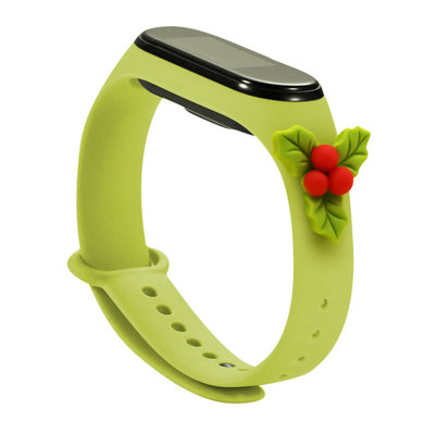 Strap Xmas karácsonyi óraszíj Xiaomi Mi Band 4 / Mi Band 3 zöld fagyönggyel