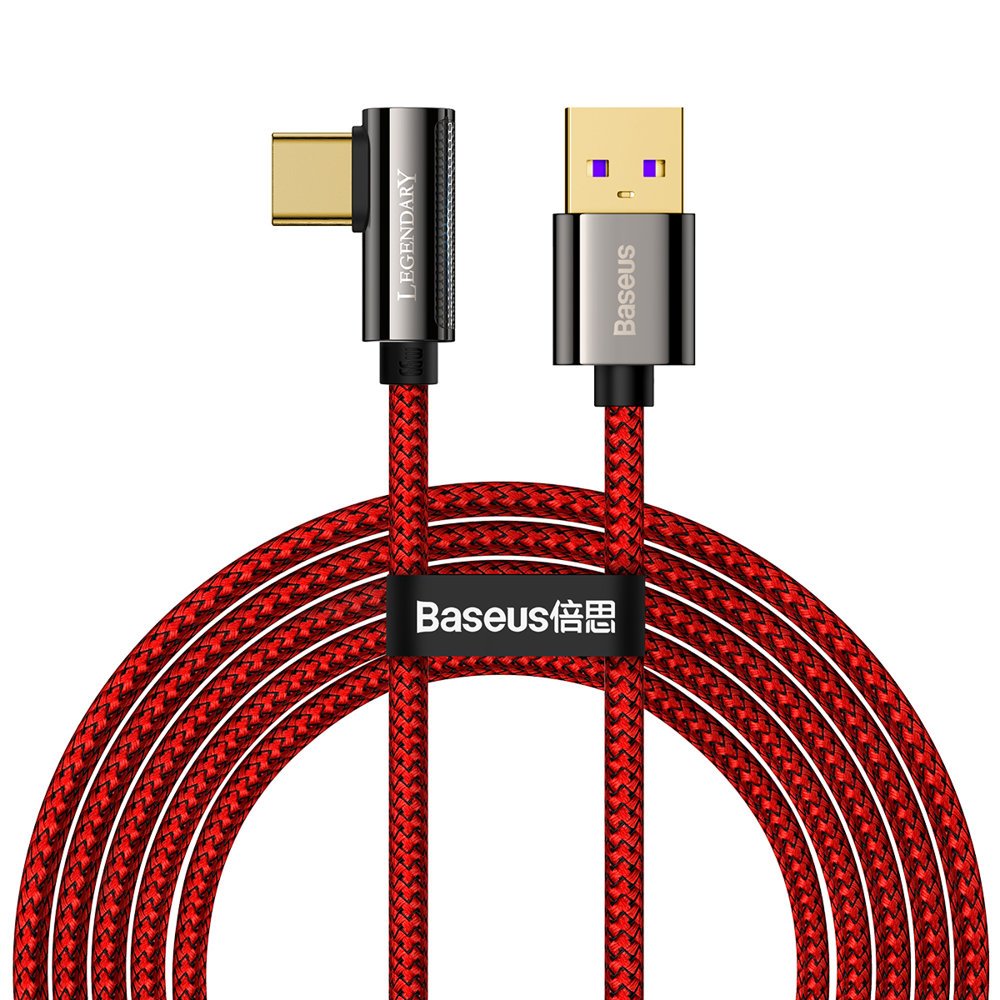 Baseus Legend 90 fokban döntött USB - USB Type-C kábel 66W 2m piros (CACS000509)