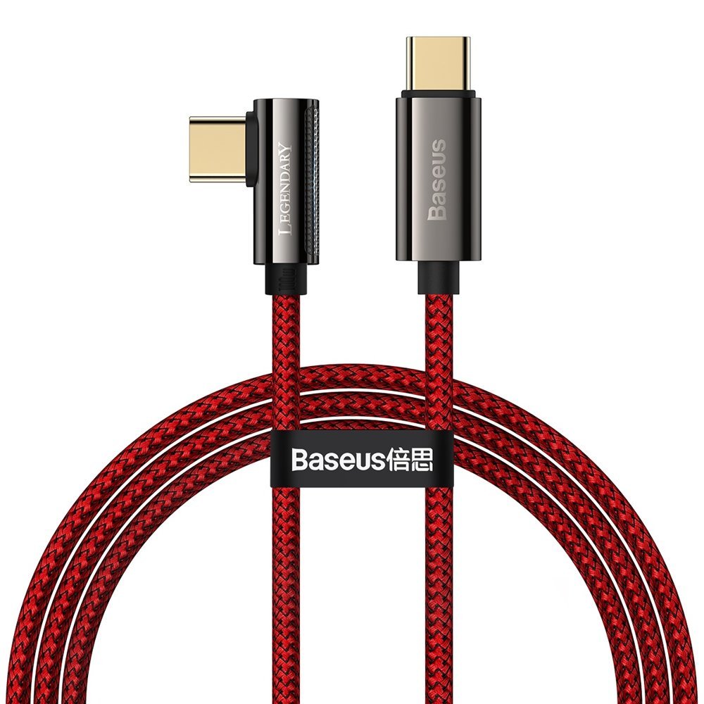 Baseus Legend 90 fokban döntött USB Type-C - USB Type-C kábel 100W 5A 1m piros (CACS000609)