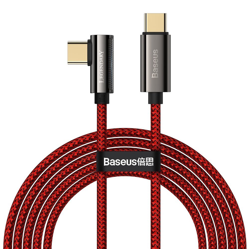 Baseus Legend 90 fokban döntött USB Type-C - USB Type-C kábel 100W 5A 2m piros (CACS000709)