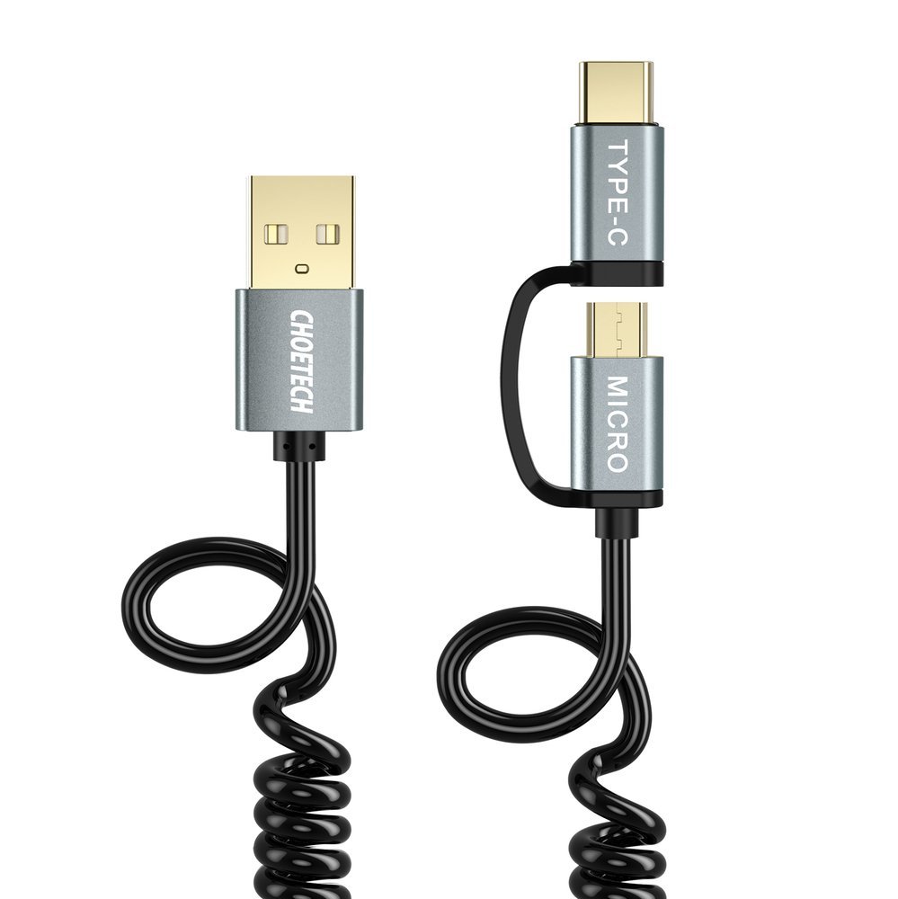 Choetech 2in1 USB - USB Type C / micro USB töltő kábel 1.2m fekete (XAC-0012-101BK)