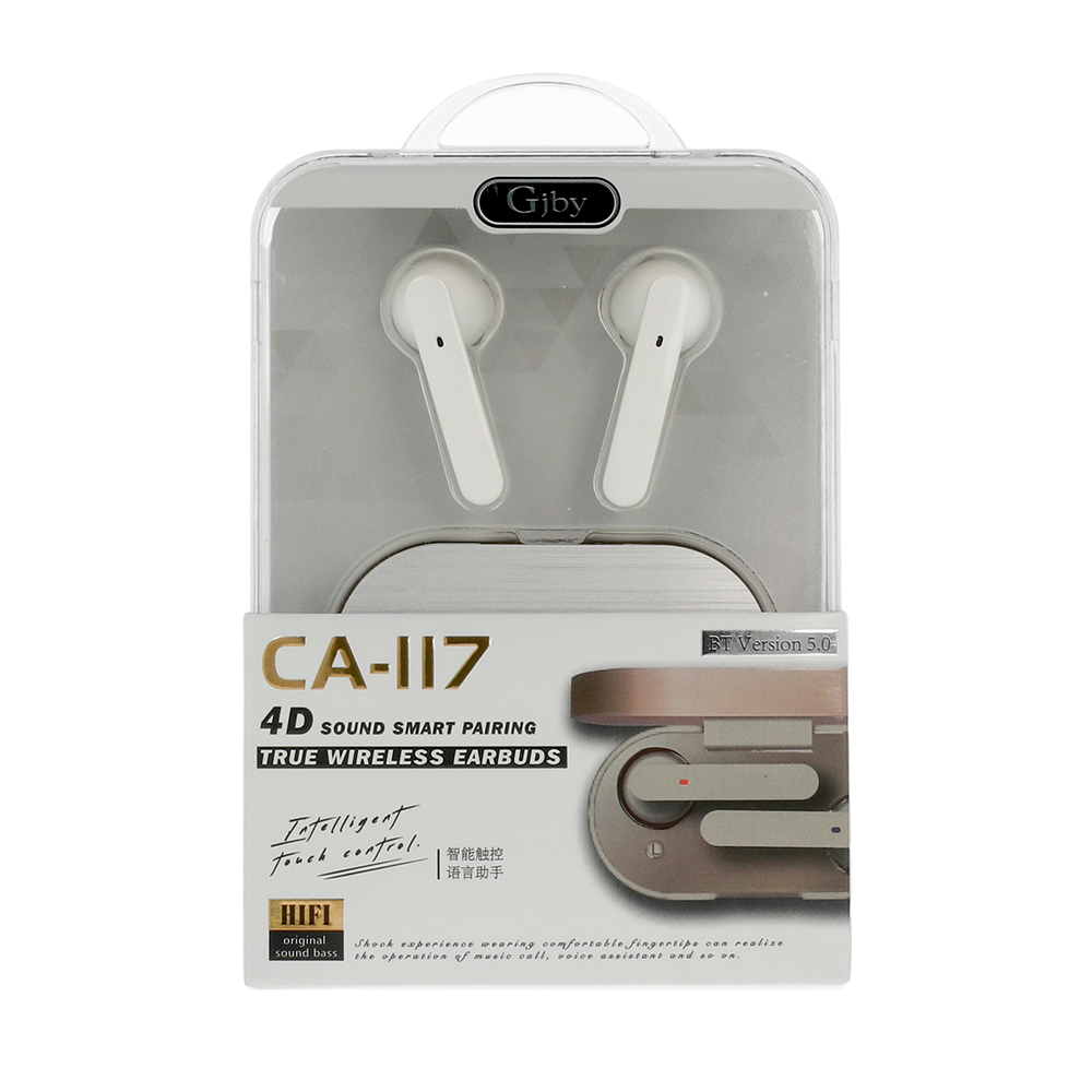 GJBY Vezeték nélküli bluetooth fülhallgató, fehér (TWS CA-117)