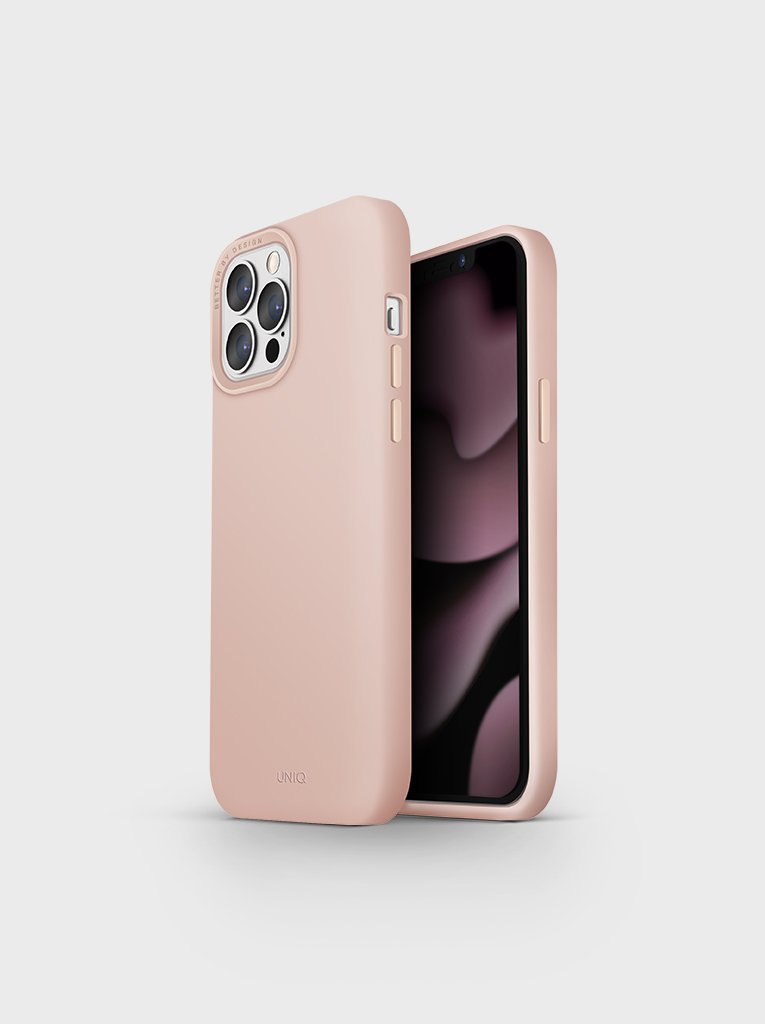 iPhone 13 Pro Max Uniq Lino szilikon tok rózsaszín