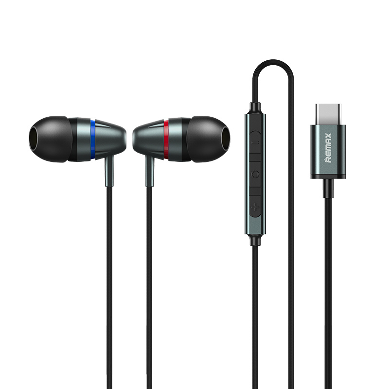 Remax Vezetékes fülhallgató mikrofonnal  USB Type-C fekete
