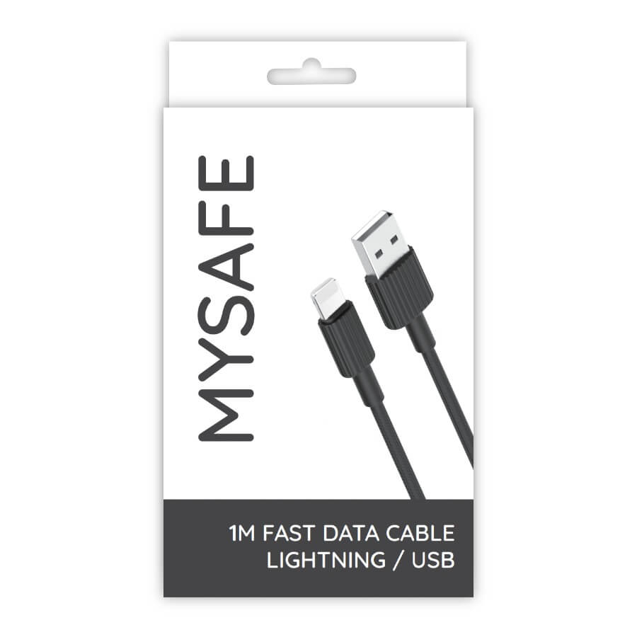MySafe USB - Lightning kábel 1m fekete