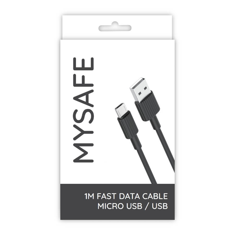 MySafe USB - Micro USB kábel 1m fekete