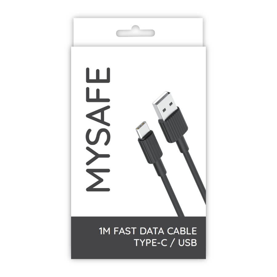 MySafe USB - USB Type-C kábel 1m fekete