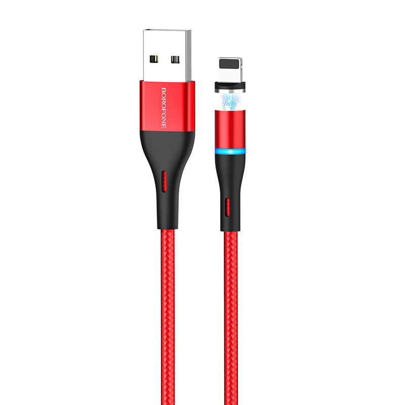 Borofone BU16 Mágneses USB - Lightning kábel 2.4A 1.2 m piros