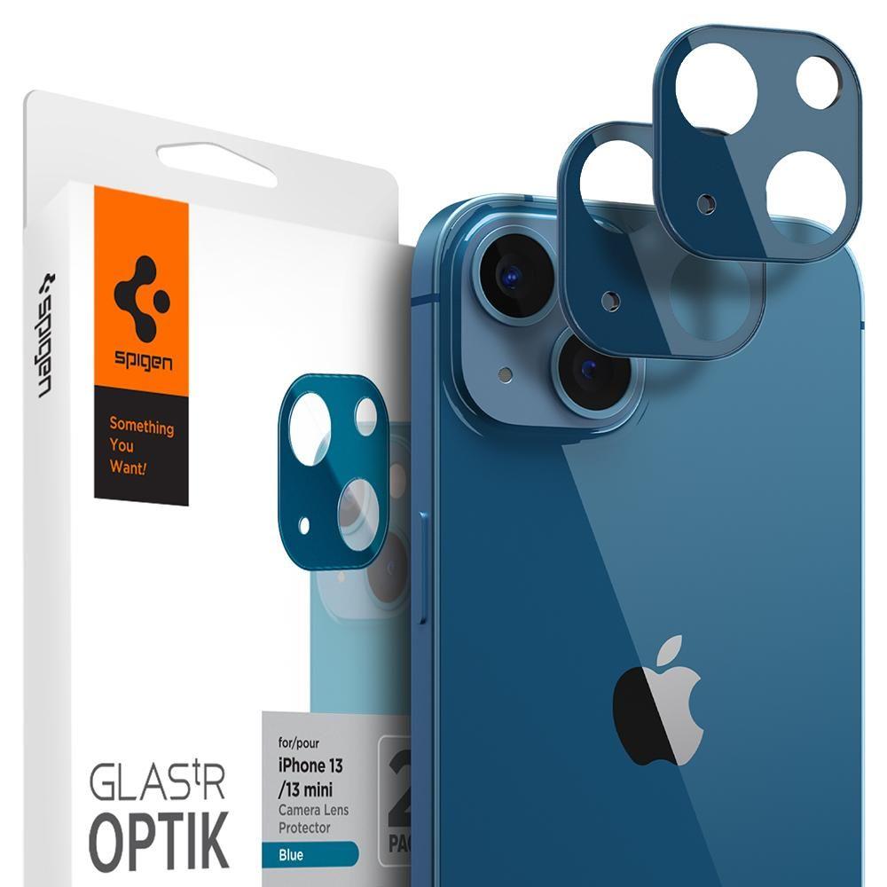 iPhone 13 mini / 13 Spigen Optik.TR 2x kameralencsevédő 9H üveg kék (AGL04037)