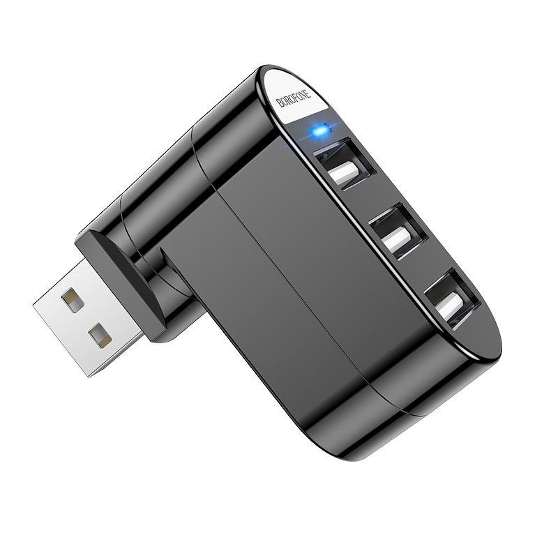 Borofone DH3 USB Splitter, elosztó HUB 3x USB fekete