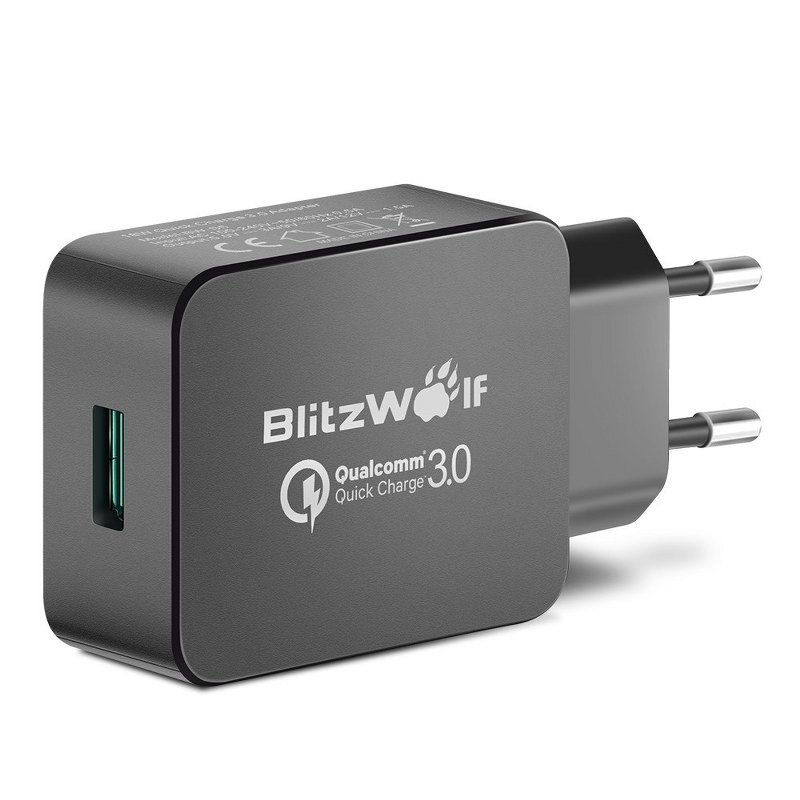 BlitzWolf BW-S5 hálózati töltő adapter 1x USB QC 3.0 18W (fekete)